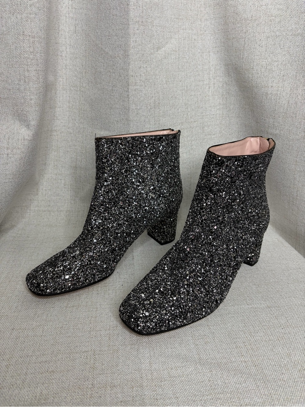 kate spade Black Glitter Ankle Boots